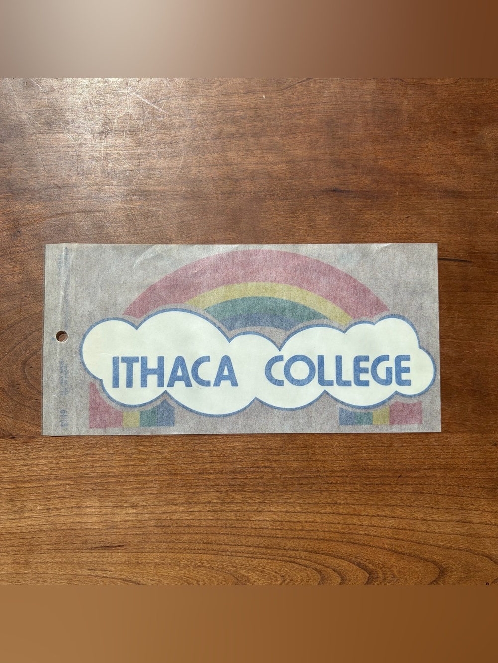 RARE Vintage 1980s Ithaca College Rainbow Retro Decal Sticker Alumni Merch